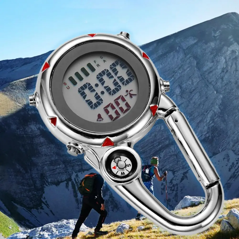 

Digital Carabiner Watch Luminous Digital Quartz Watch Anti-scratch Precise Backpack Belt Pocket Clip on Watch for Outdoor