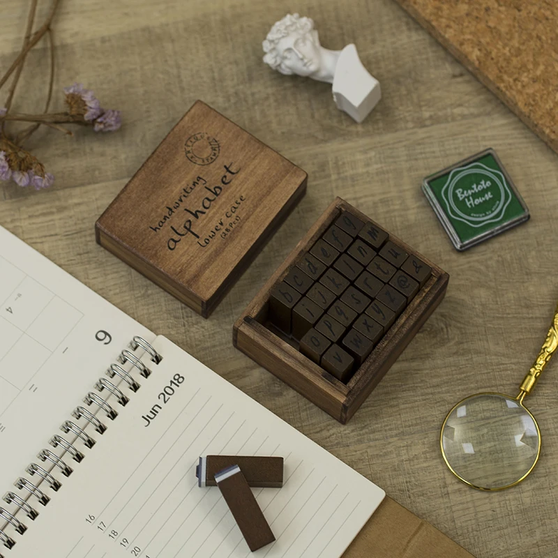 28 шт. винтажный почерк английский штамп Алфавит Письмо деревянный набор