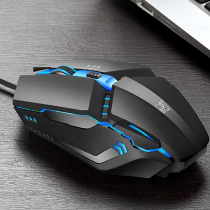 Black KuWfi Проводная игровая мышь USB красочное освещение игровая мышь 1600 dpi профессиональная 4 кнопки компьютерная мышь для ПК/ноутбука - Цвет: Black