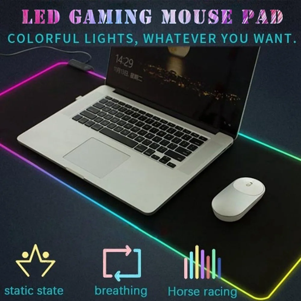 Светодиодный коврик для мыши игровой большой RGB компьютерный игровая клавиатура