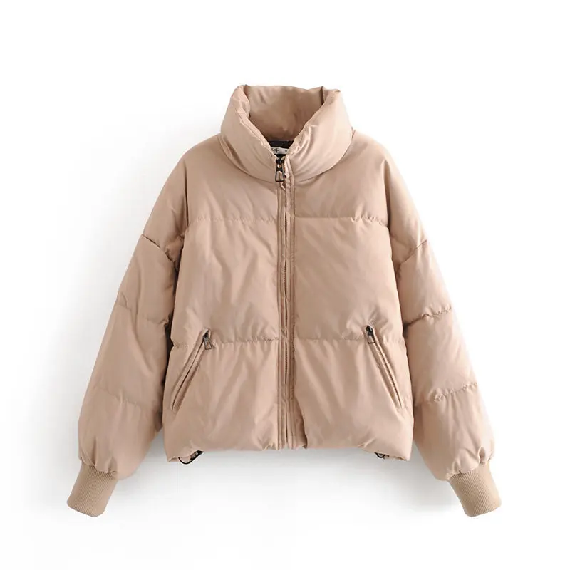 Winter Women Coat Solid Stand Collar Warm Down Jacket Preppy Style Thick Zipper Pockets Oversize Ladies Chic Parkas Coats Female