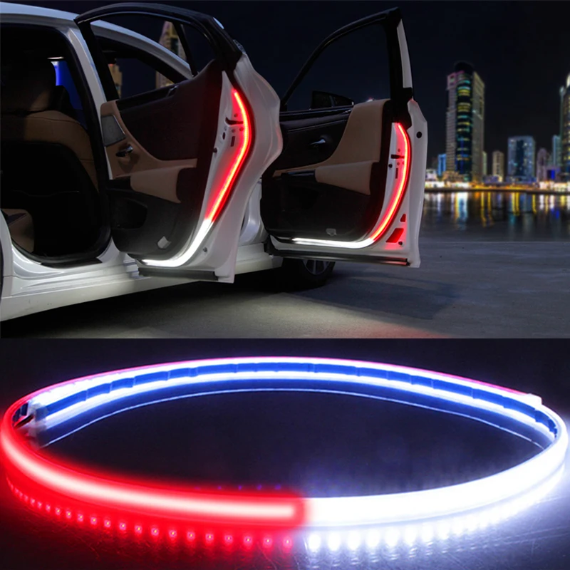 

Car Interior Door Welcome Light LED Safety Warning Strobe Signal Lamp Strip 120cm Waterproof 12V Auto Decorative Ambient Lights