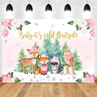 mocsicka winter photography background snowflake forest animal decoration props merry christmas child portrait backdrop studio