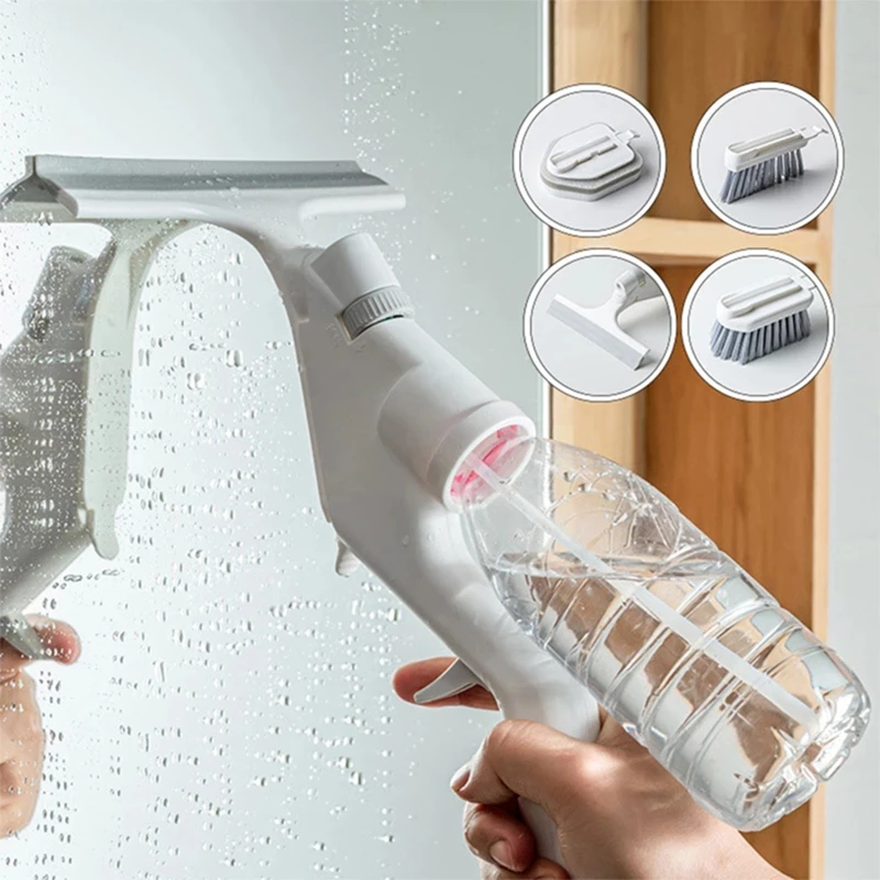 5 Juegos de Kits de limpieza, Herramientas de limpieza por pulverizaci&oacute;n de agua, cepillos, esponja, limpiaparabrisas, limpiador de ventanas de cocina, accesorios para el hogar-2