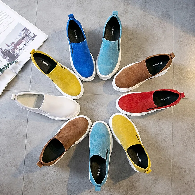 

Platform Platform Shoes 2021 New Inner Height Casual Shoes Pigskin Students Women's Single Shoes Lazy Small White Shoes