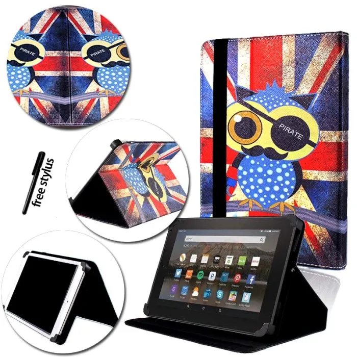 Owl Pirate KK&LL для Amazon Fire HD 8(6th/7th/8th Gen, выпуск)-кожаный чехол-книжка для планшета+ bluetooth-клавиатура - Цвет: Owl Pirate