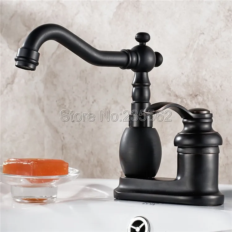 

Black Oil Rubbed Bronze Swivel Spout Two Holes Basin Kitchen Bathroom Vanity Sink 4" Centerset Lavatory Faucet Mixer Tap Lnf287