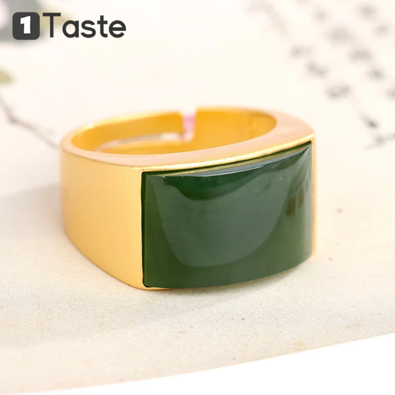 Мужское кольцо с золотым покрытием ONE TASTE прямоугольное из 925 пробы и серебра