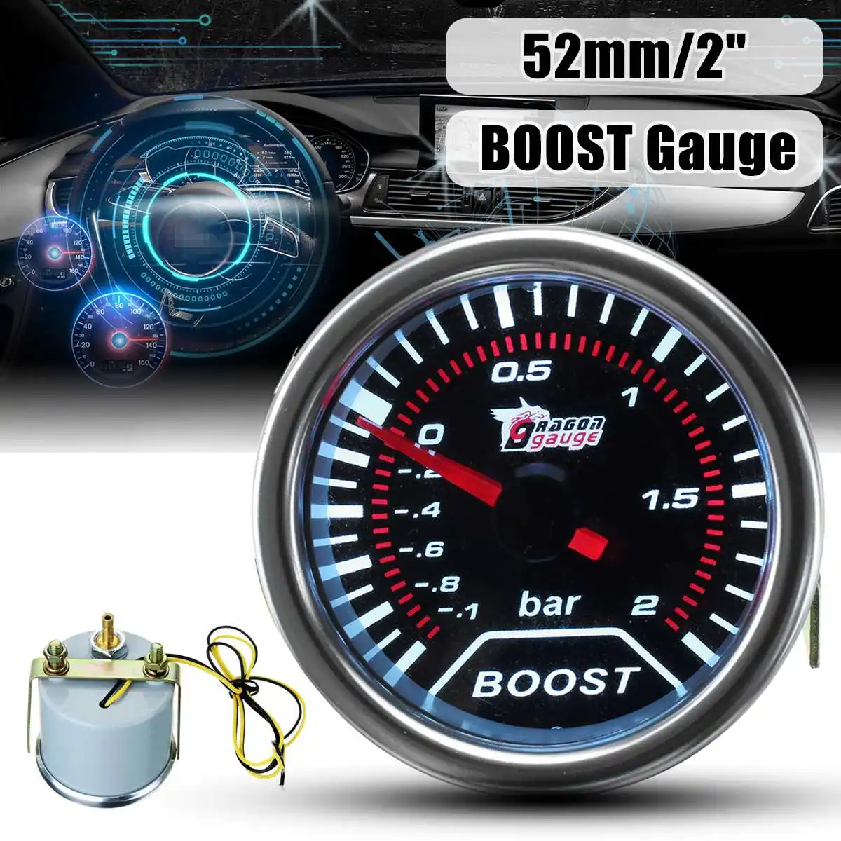 Универсальный автомобильный манометр 2 дюйма 52 мм измеритель давления Turbo Boost