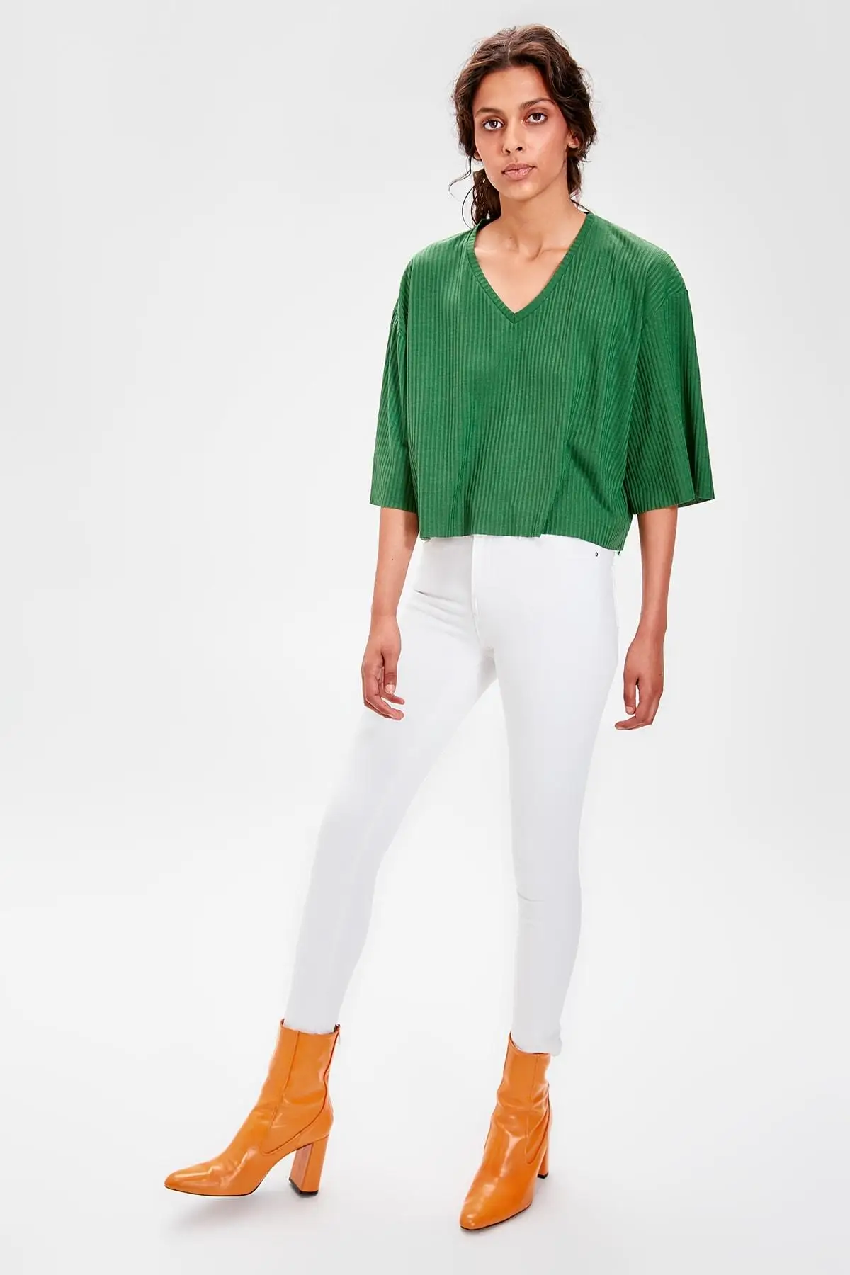 Зеленая трикотажная блузка TWOAW20BZ0474 | Женская одежда