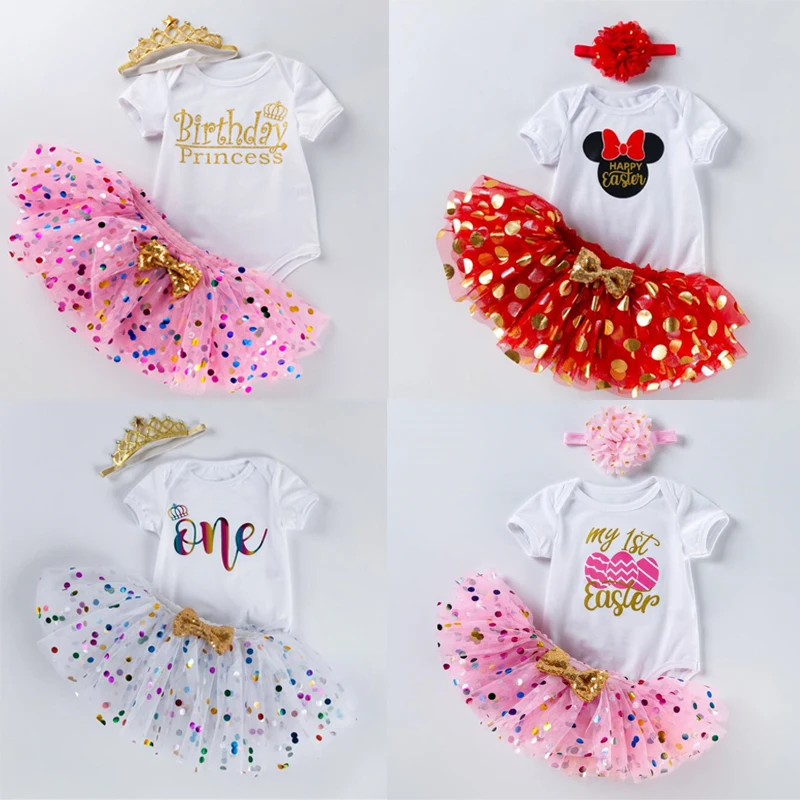 Детское праздничное платье для девочек на крестины 1st день рождения вечерние