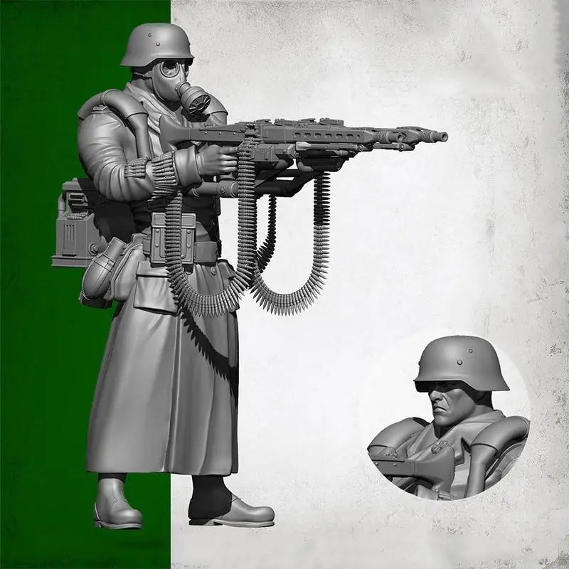 1/35 супер война немецкий супер двойной пистолет солдат полимерная модель мальчик моделирование военная игра модель игрушка противогаз двойной пулемет