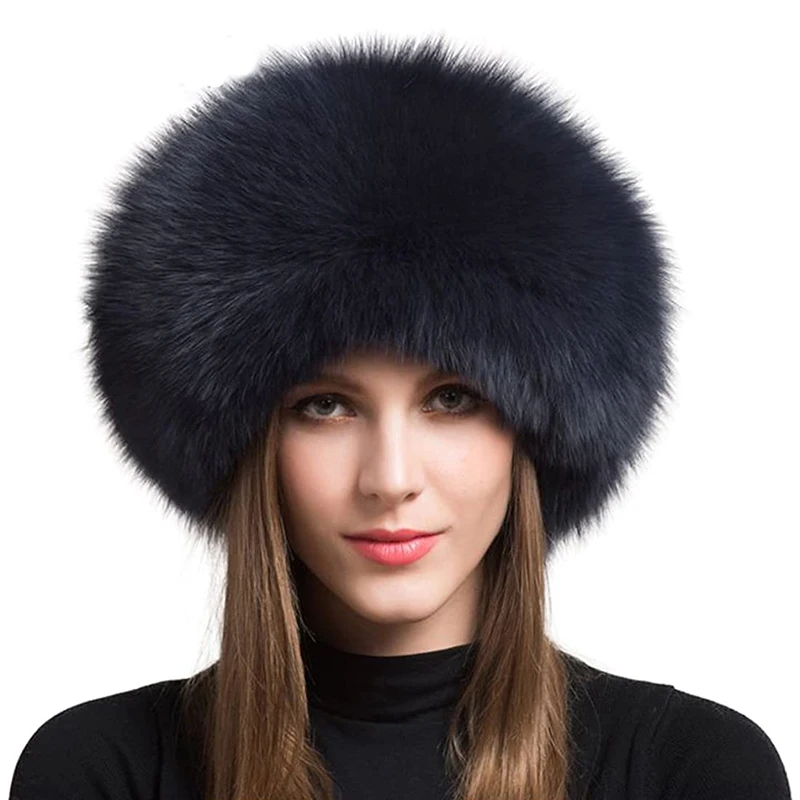 Шапка женская из лисьего меха зимняя утепленная для защиты ушей - купить по