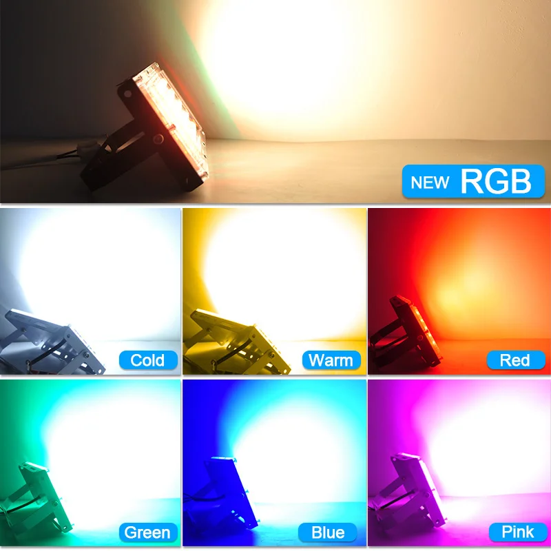 Светодиодный прожектор светильник 50 Вт RGB Светодиодный прожектор светильник Теплый Холодный AC 220V 240V светодиодный уличный фонарь Водонепроницаемый IP65 открытый светильник ing светодиодный cob точечный светильник