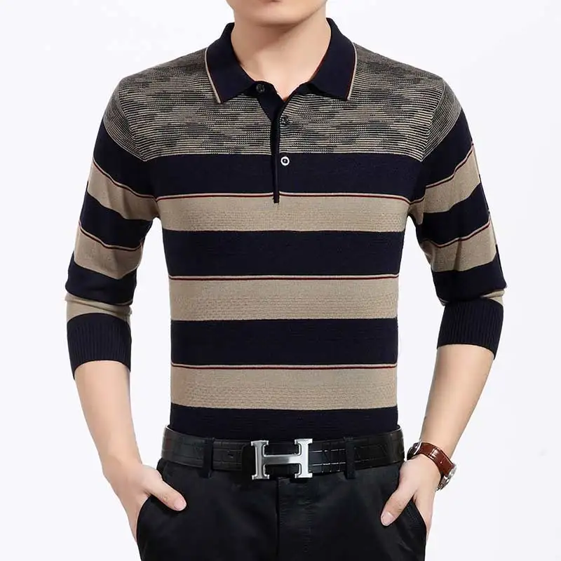 

2021 Brand New Casual Social Striped Pullover Men Sweater Shirt Jersey Clothing Pull Sweaters Mens Fashion Male Knitwear