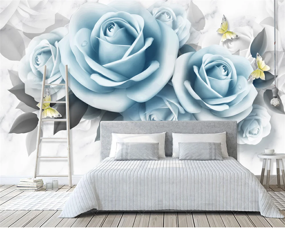 

beibehang Customized papel de parede modern minimalist fresh flower three-dimensional rose 3D TV sofa background new wallpaper