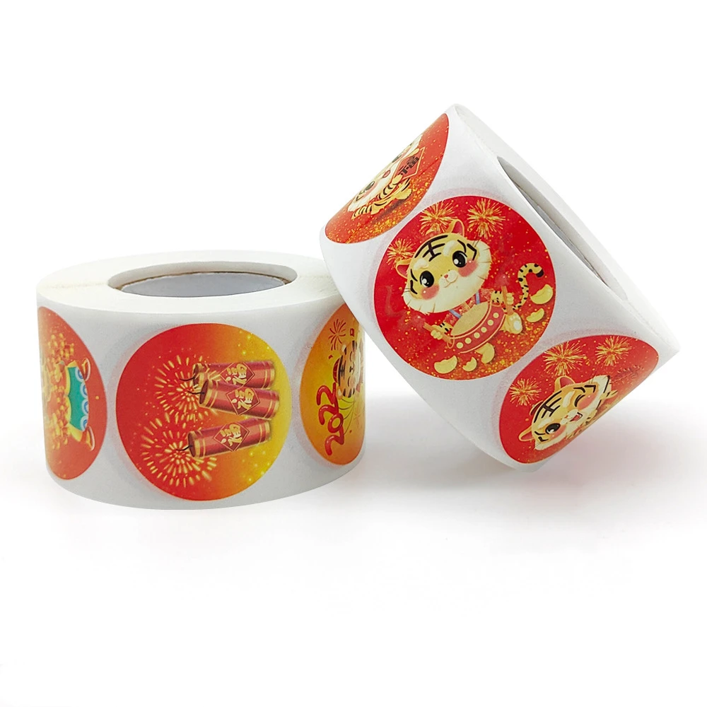 

100-500Pcs 1.5Inch 2022 New Year Tiger Red Label Stickers for Gift Card Box Package Party Wedding Wrapping Baking Small Business