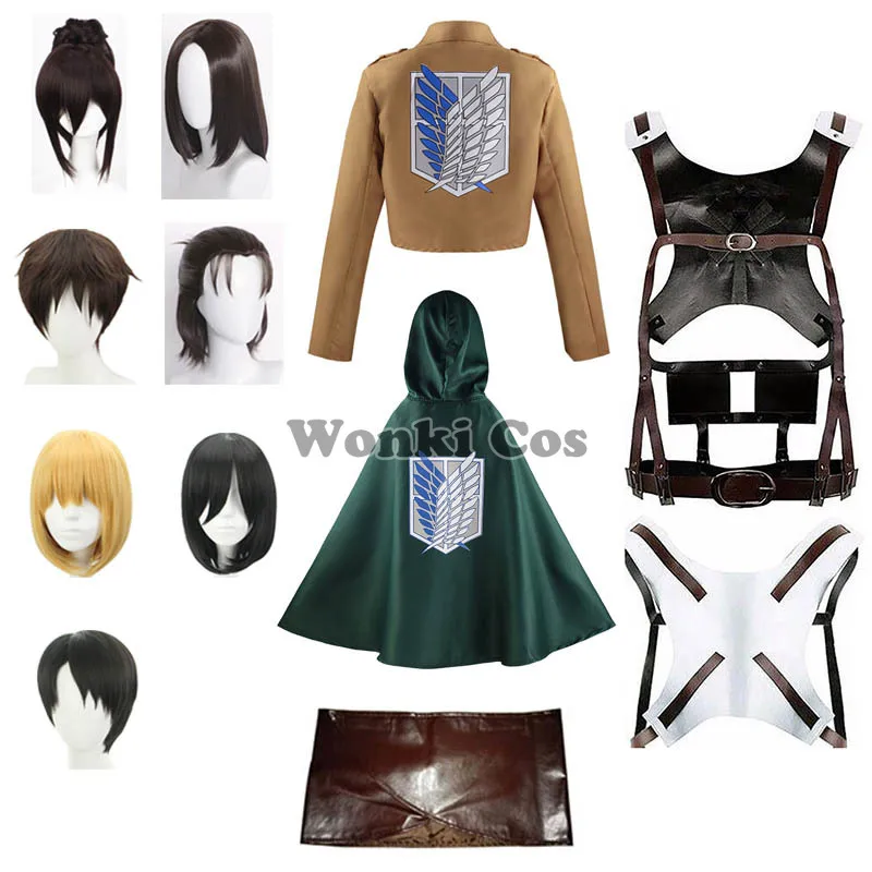

ATO Attack on Titan Shingeki No Kyojin Mikasa Levi Ackerman Eren Jager Armin Arlert Hange Zoe Cosplay Costume Wig Final Season4