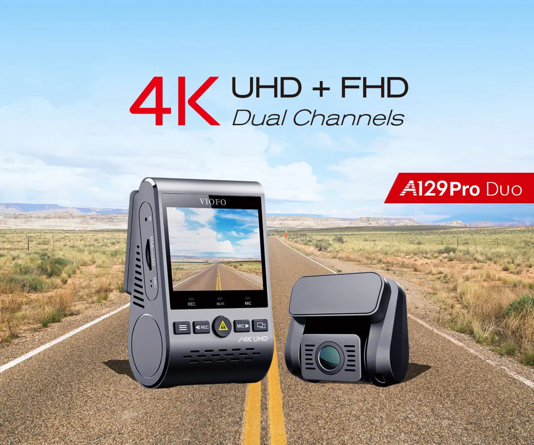 A129 Pro Duo VIOFO 4K Dual Dash Cam Ultra HD 4K для дорожного фронта Новейшая 4k DVR Автомобильная камера с HK3 super nigjt vision