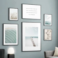 canvas painting white stone bridge reed blue sea wall art poster nordic prints wall pictures for living room decoration gift