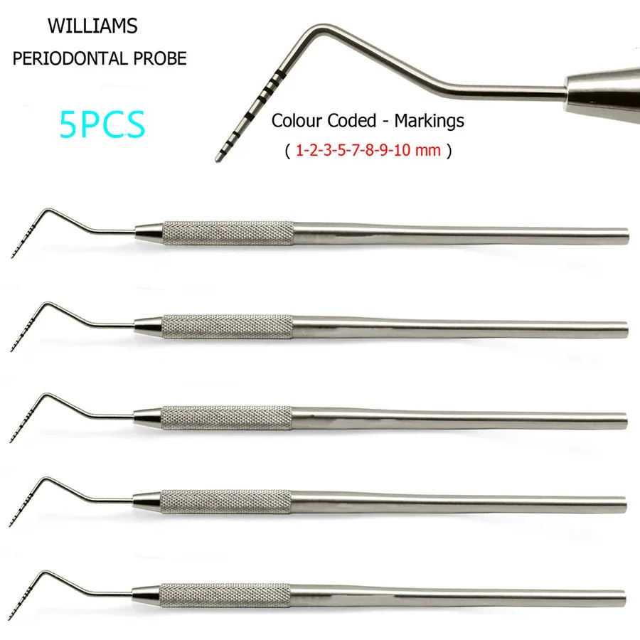 Perio зонды для экзамена Williams пародонтальный зонд с цветным покрытием X 5 NEW|Базовый