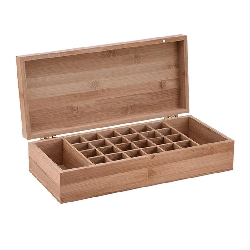 

Wood Storage Box 26 Compartment Essential Oil Storage Boxes Easy to Carry Earthquake Prevention Essential Oil Wood Box