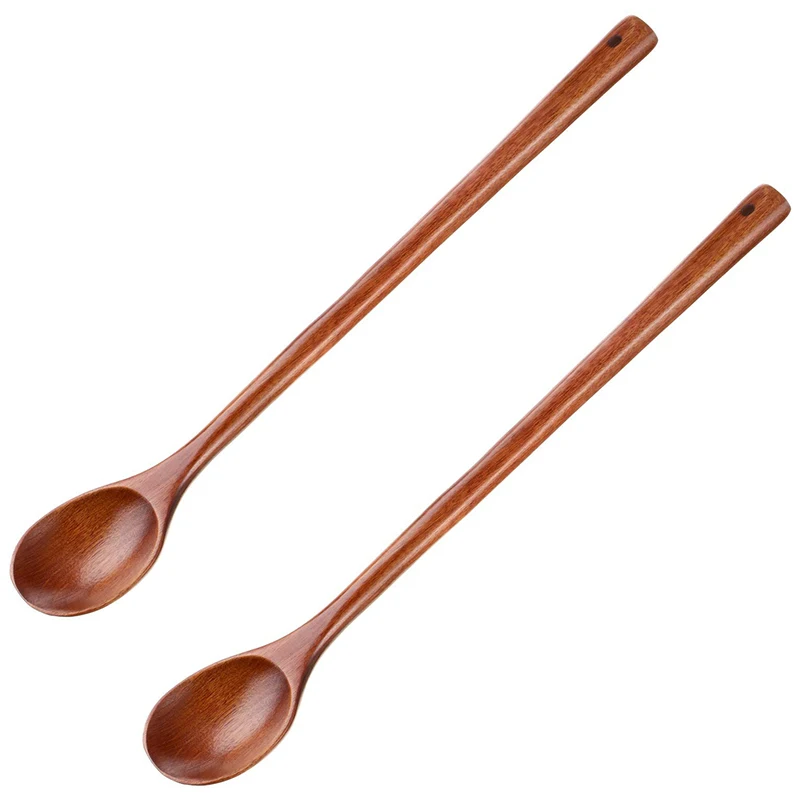 

6Pcs Wooden Mixing Spoon Long Handle Wooden Spoon Wooden Soup Spoons for Kitchen Mixing Stirring Cooking