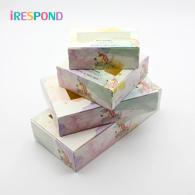 10 шт. бумажная коробка для подарков пищевых конфеты единорог упаковочная кекс и