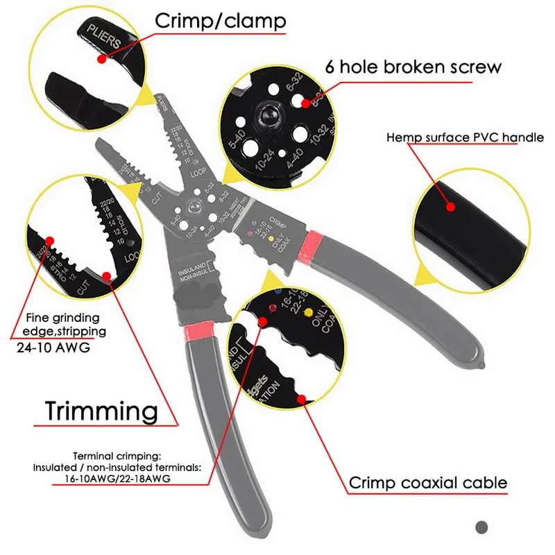8inch Multifunction Wire Stripper Cutter Crimper Portable Knife Acutomatic Electrical Repair Tools | Инструменты