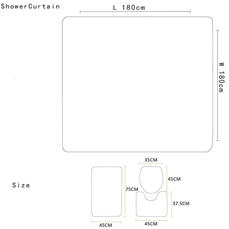 Занавеска для душа декор ванной комнаты 4 шт. нескользящая накидка туалета из