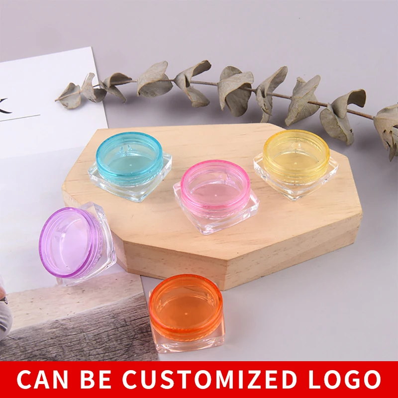 

3g/5g Square Bottom Color Lid Plastic Refillable Cream Cosmetic Bottle Can Be Customized Logo