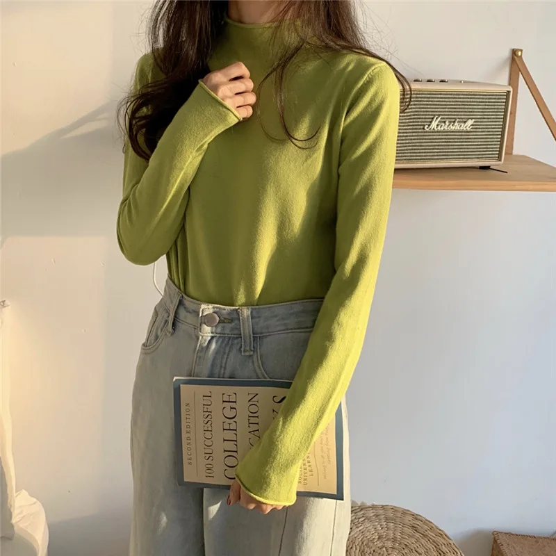 Autumn Winter Turtleneck Pullovers Sweaters Primer shirt long sleeve Short Slim-fit tight sweater New-coming images - 6