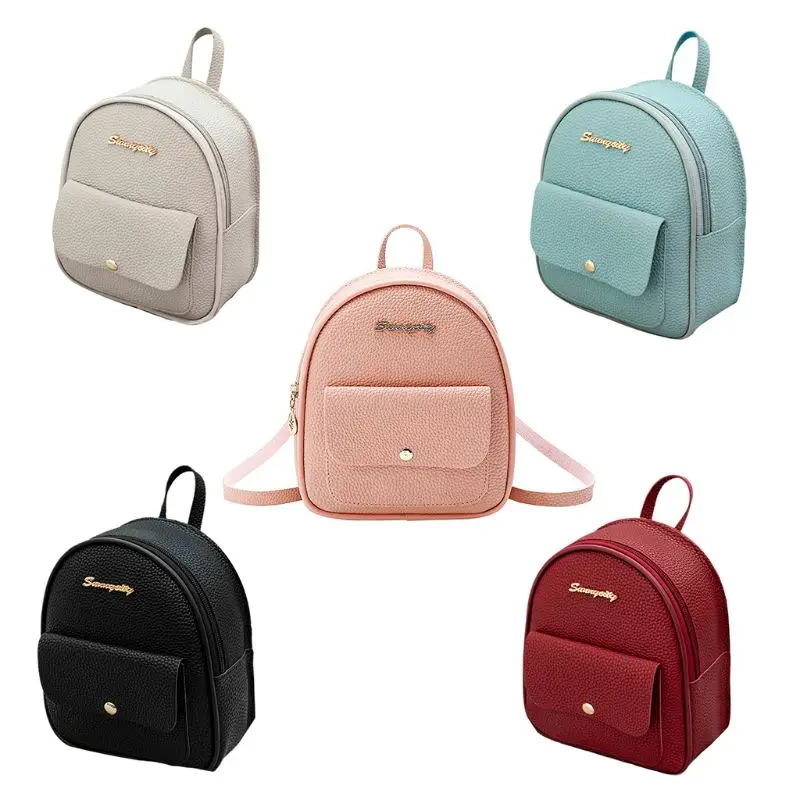 

2021 New Fashion Mini Backpack Women PU Leather Backpack Shoulder Bag Multi-Function Female Ladies School Backpack All-match