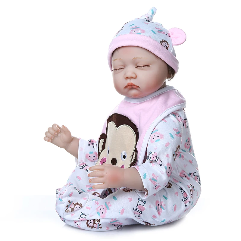 55 см мягкие силиконовые реалистичные Пинки reborn baby sleeping bebe Кукла touch cudly doll ручная