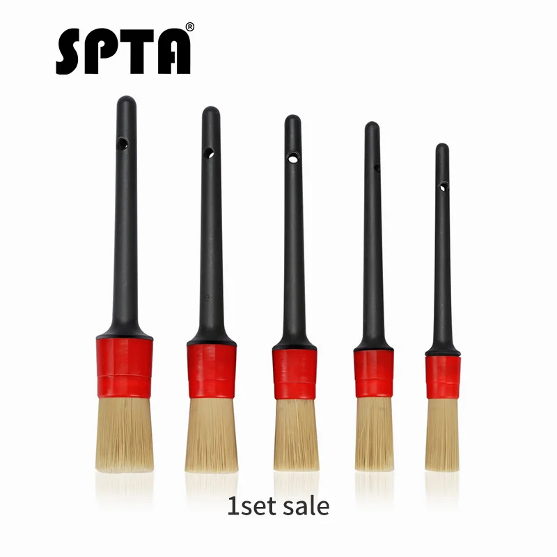5pcs Car Brush Kit Автомобильная внешняя внутренняя детальная щетка для волос с натуральным кабаном, щетка для чистки автомобиля, инструменты для детализации приборной панели, щетка для чистки - Цвет: 5pcs Car Brush Kit
