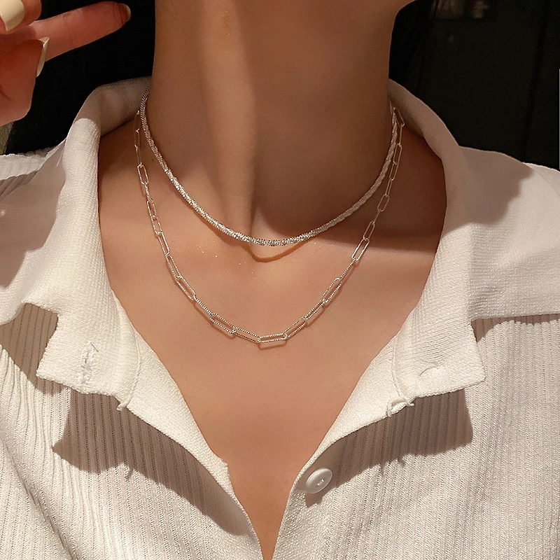 

New Fashion 925 Sterling Silver Short Necklace Shiny Snake Bone Chain Femininity Wedding Jewelry Girlfriend Birthday Gift