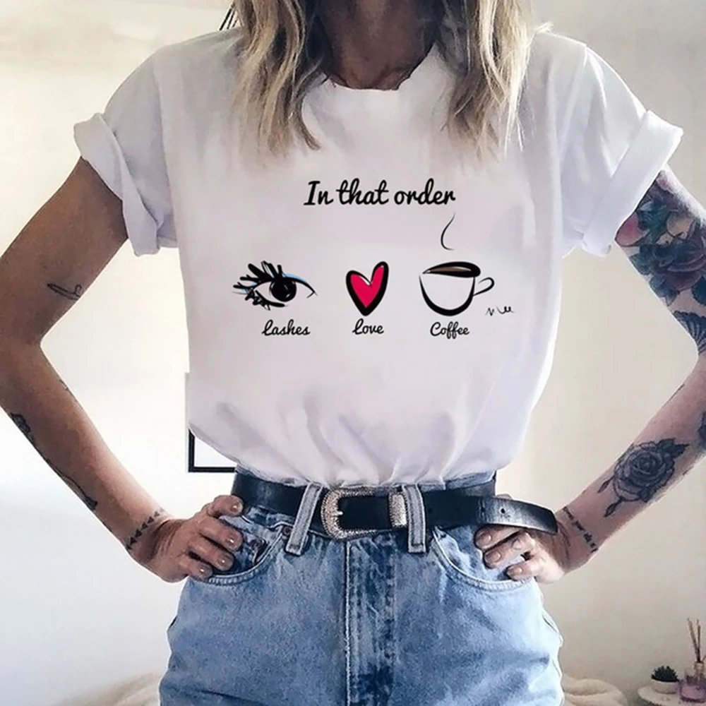 

Summer 2021 Women's T-Shirt Printed Cotton O-neck Short Sleeve Men's Casual Loose T-Shirt with White Eyes Printed