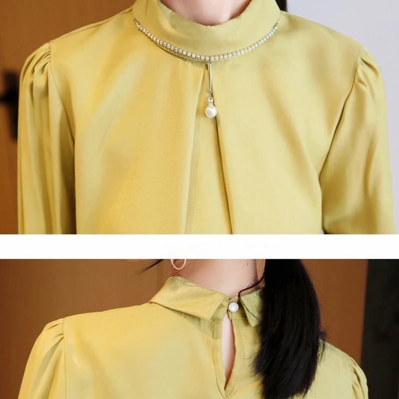 

Casual Solid Autumn Long Sleeve Blouse Chiffon Women 2020 Fashion White Blouse Women Office Lady Shirt Women Camisas Mujer 10559