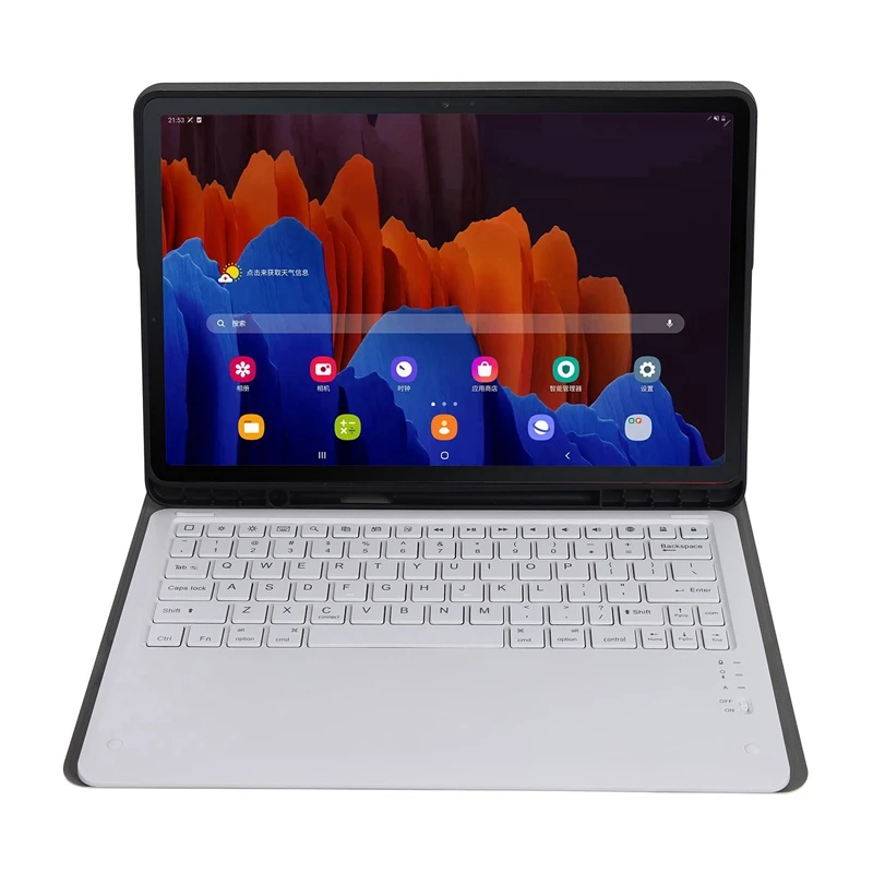 

Case+Keyboard For Samsung Galaxy Tab S7FE T730/T736/S7 Plus T970 T975 12.4 inch Flip Case Tablet Stand with Pen Slot