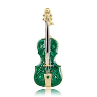 fashion green violin instrument enamel pin fashion brooches for women metal pins jewelry scarf clip clothes jewelry accessories