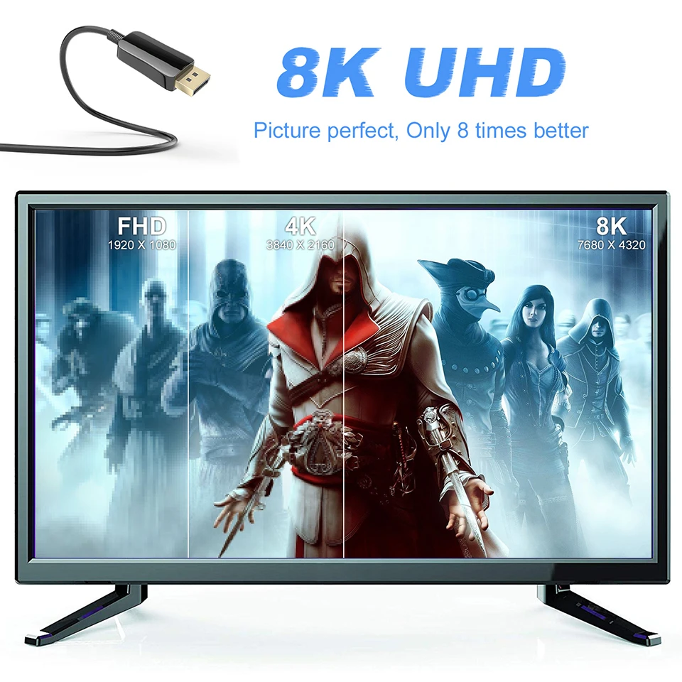 Кабель DisplayPort 8K кабель 1 4 DP к поддержка @ 60HZ 4K 120HZ Ycbcr 4:4:4 eARC HDCP CEC EDID скорость