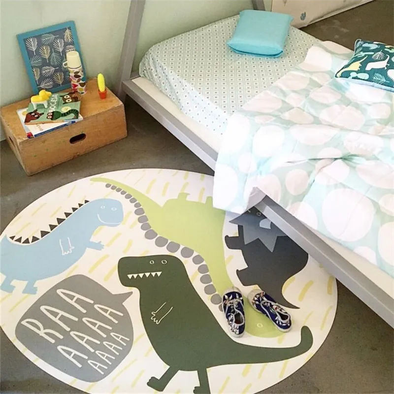 120cm Cartoon Dinosaur Play Mat Carpet for Boys Bedroom Rugs Kids Room Decoration Nordic Crawling Blanket Non-Slip Baby Game Mat