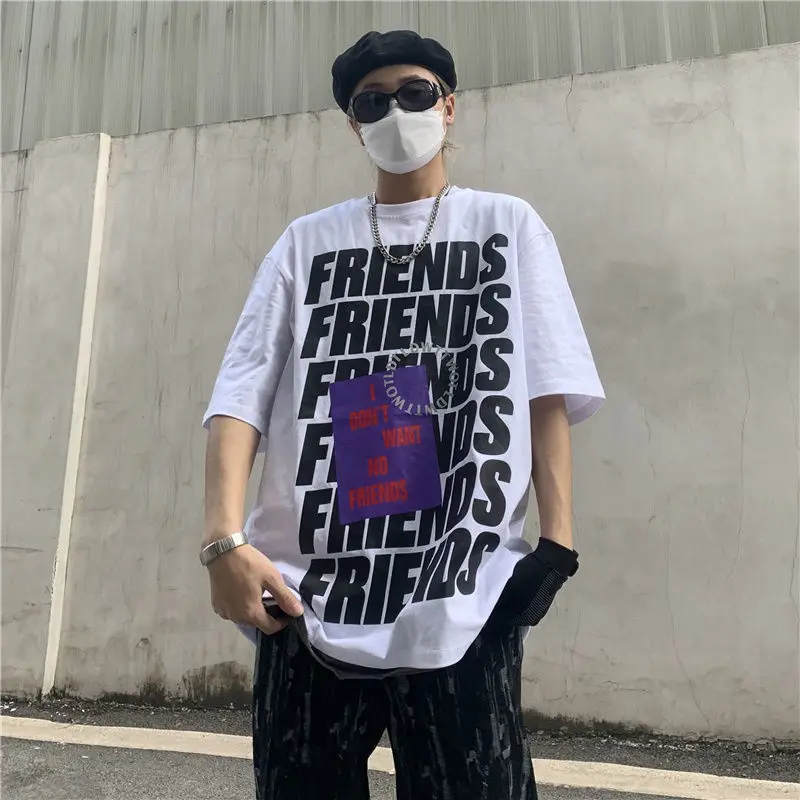 

Summer New High Street Short-sleeved T-shirt Men and Women Trend Large Size Loose Street Printing Half-sleeved Clothes