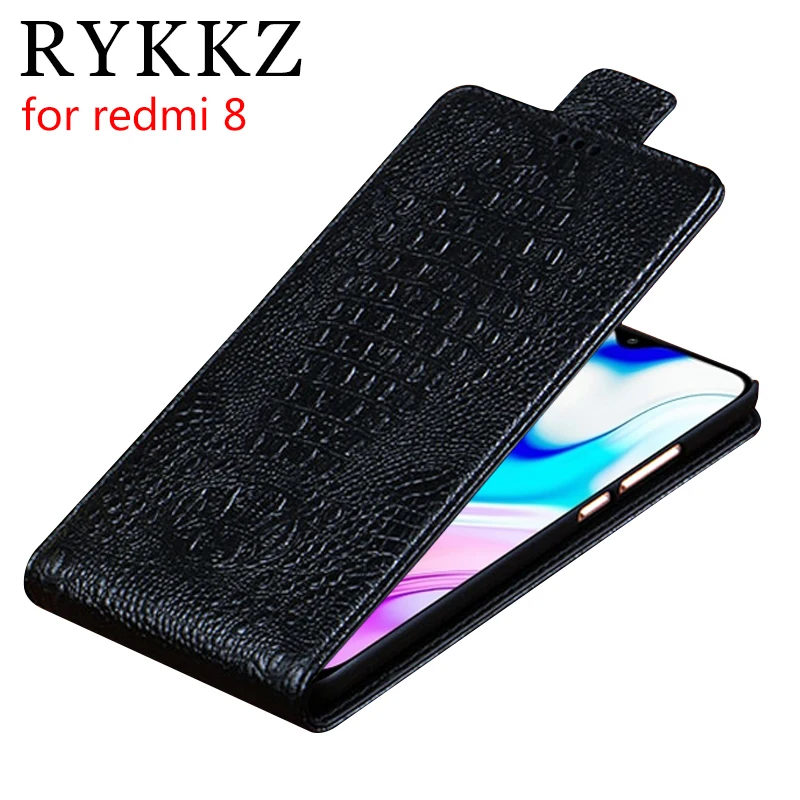 

RYKKZ Genuine Leather Flip Up and Down Case Cover For Xiaomi Mi Redmi 8 Protective Mobile Phone Stand Case Leather For Redmi 8A