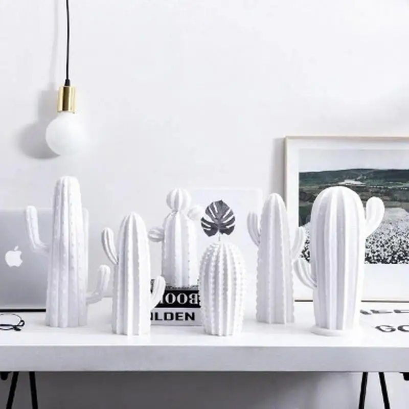 

Simple Wind White Gold Cactus Simulation Plant Potted Decoration Home Living Room Cabinet Decoration Creative Small Furnishings