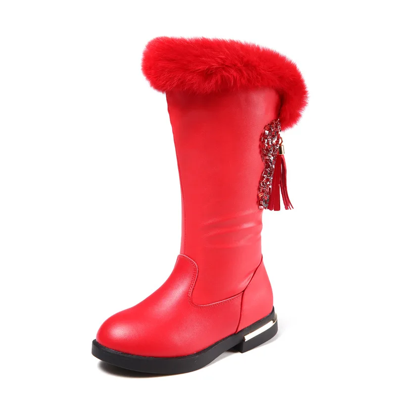 Зимние высокие сапоги для девочек студенческие бархатные кожаные принцессы с