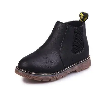 New Children Snow Boots Autumn Thickening Cotton Shoes Boys Girls Waterproof Non-slip Ankle Boots Kids Leather Boots Fashio - Цвет: Black