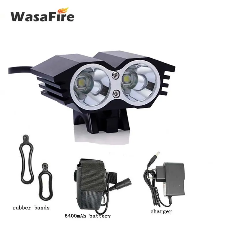 2 * XML T6 светильник онарь для велосипеда велосипедный фонарь 6400 мАч 18650 батарея