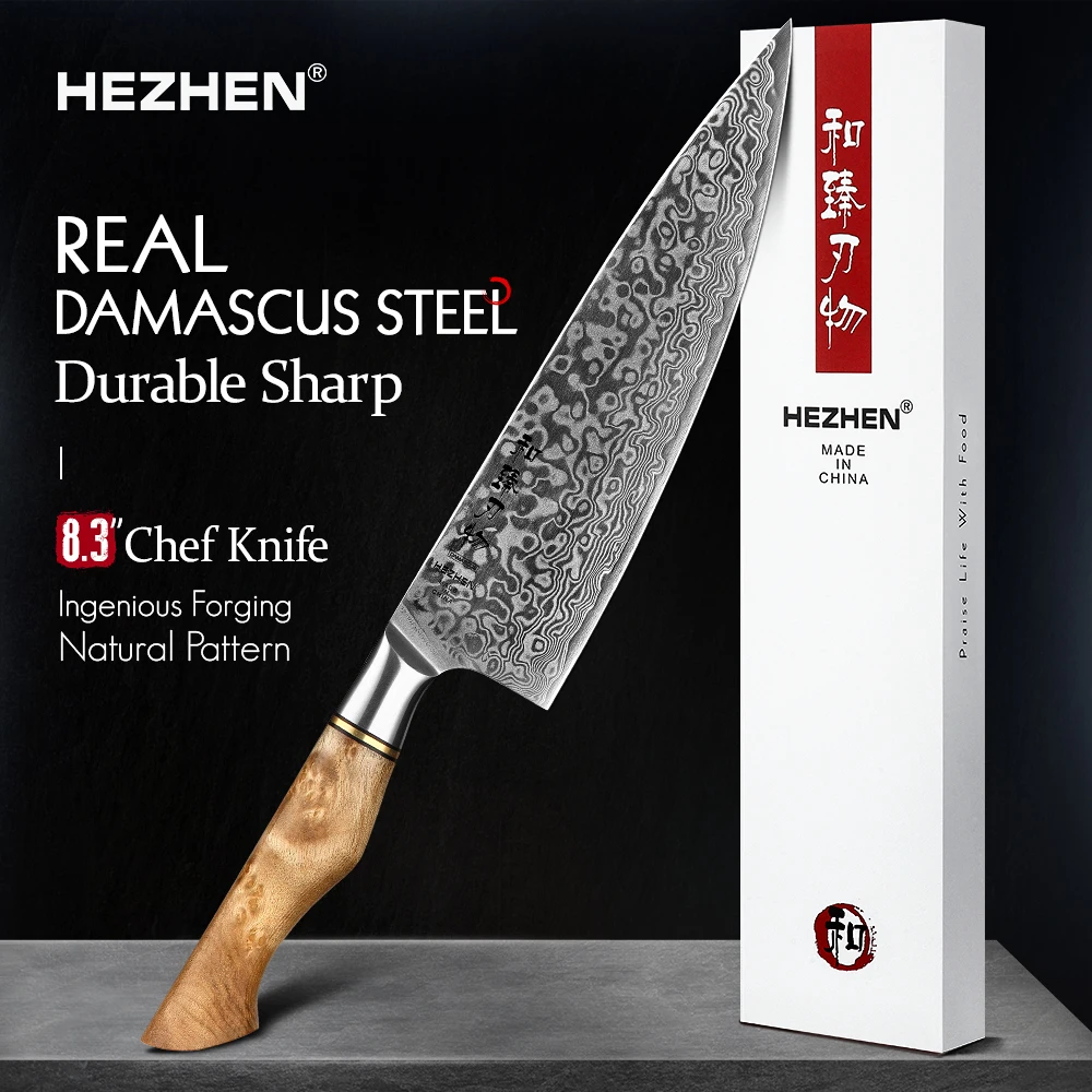 HEZHEN 8 3 ''дюймовый профессиональный нож шеф повара VG10 Дамасская сталь кухонные