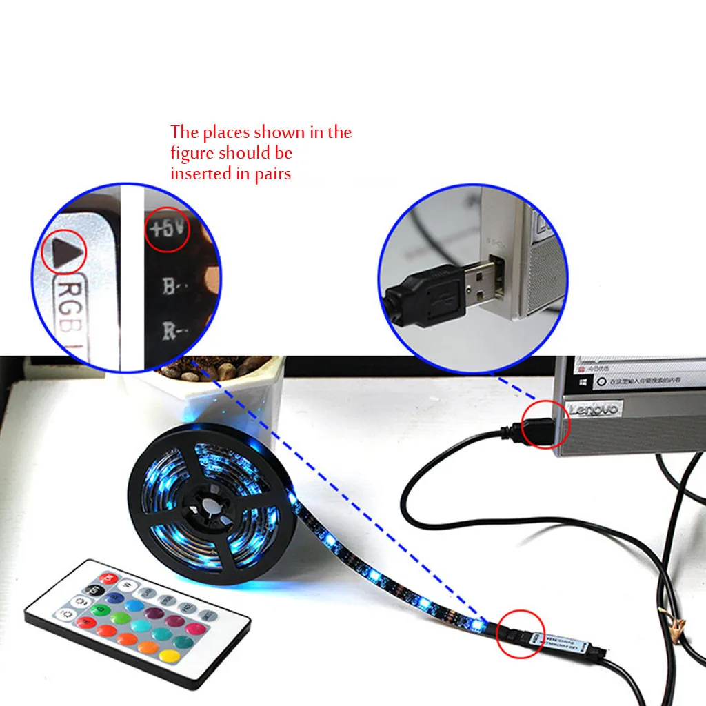 Задний светильник для комнаты Светодиодная лента USB 5050 RGB наклонный Гибкая лампа